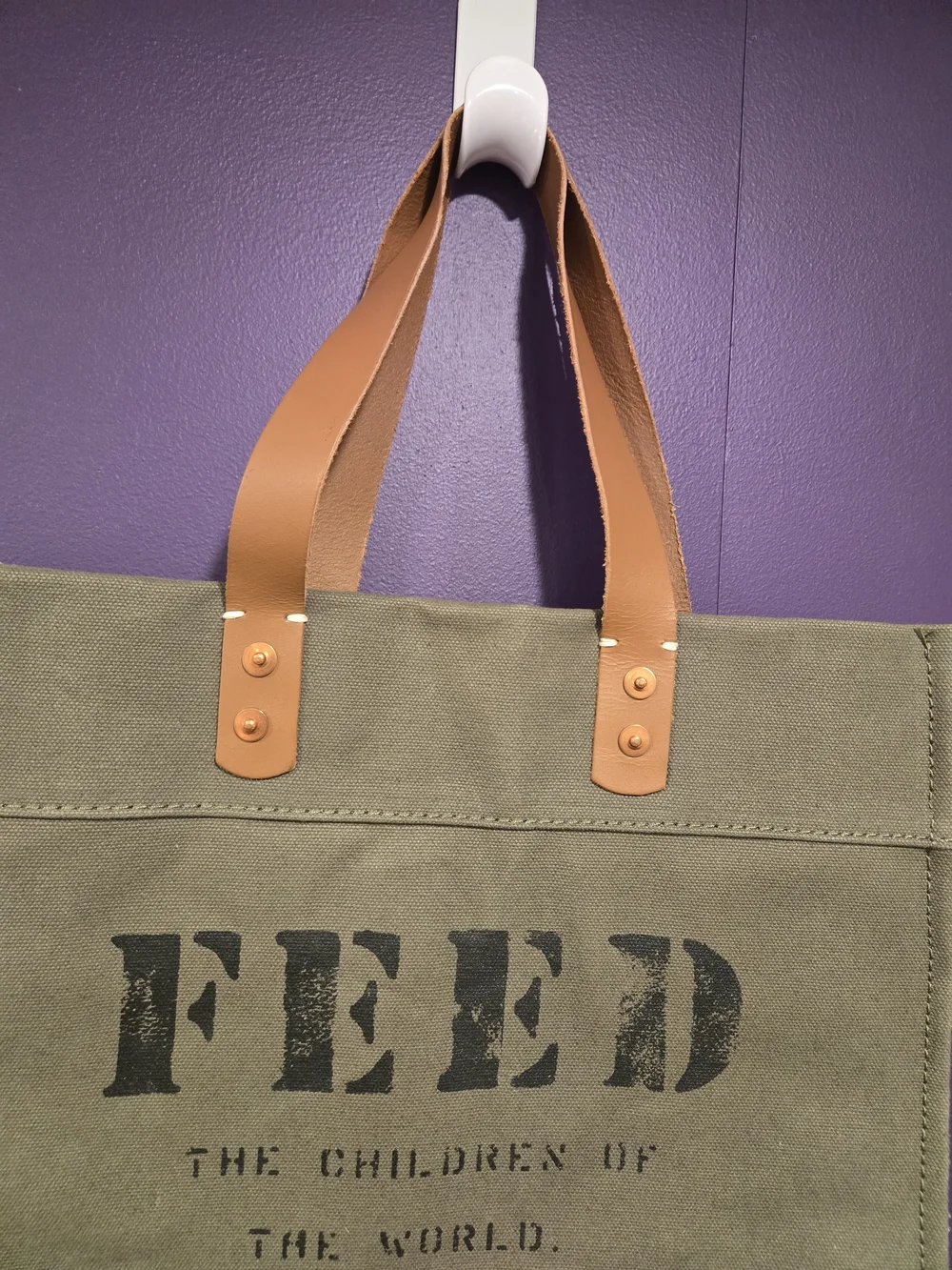 Feed Project Market Tote with Tan Leather Handles
